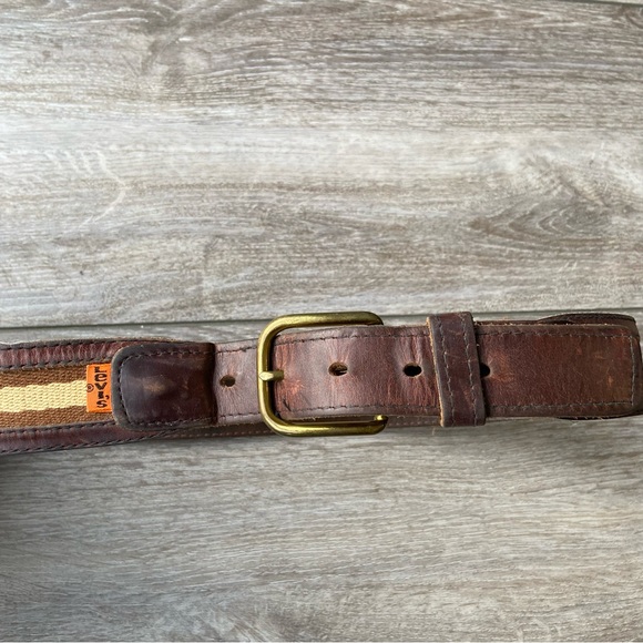 Vintage Levi’s Orange Tab Solid Brass Buckle Leather Belt - Picture 1 of 15